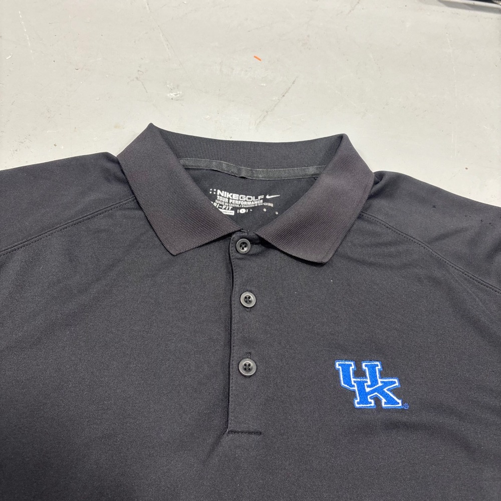 Nike Golf Kentucky Wildcats Polo Shirt Mens Large Black Dri-FIT Tour Performance